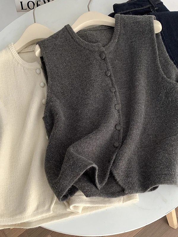 

Моющийся вязаный жилет с верхним слоем, однотонный, большого размера, женский простой слип, осенний сезон и груша, боди pe