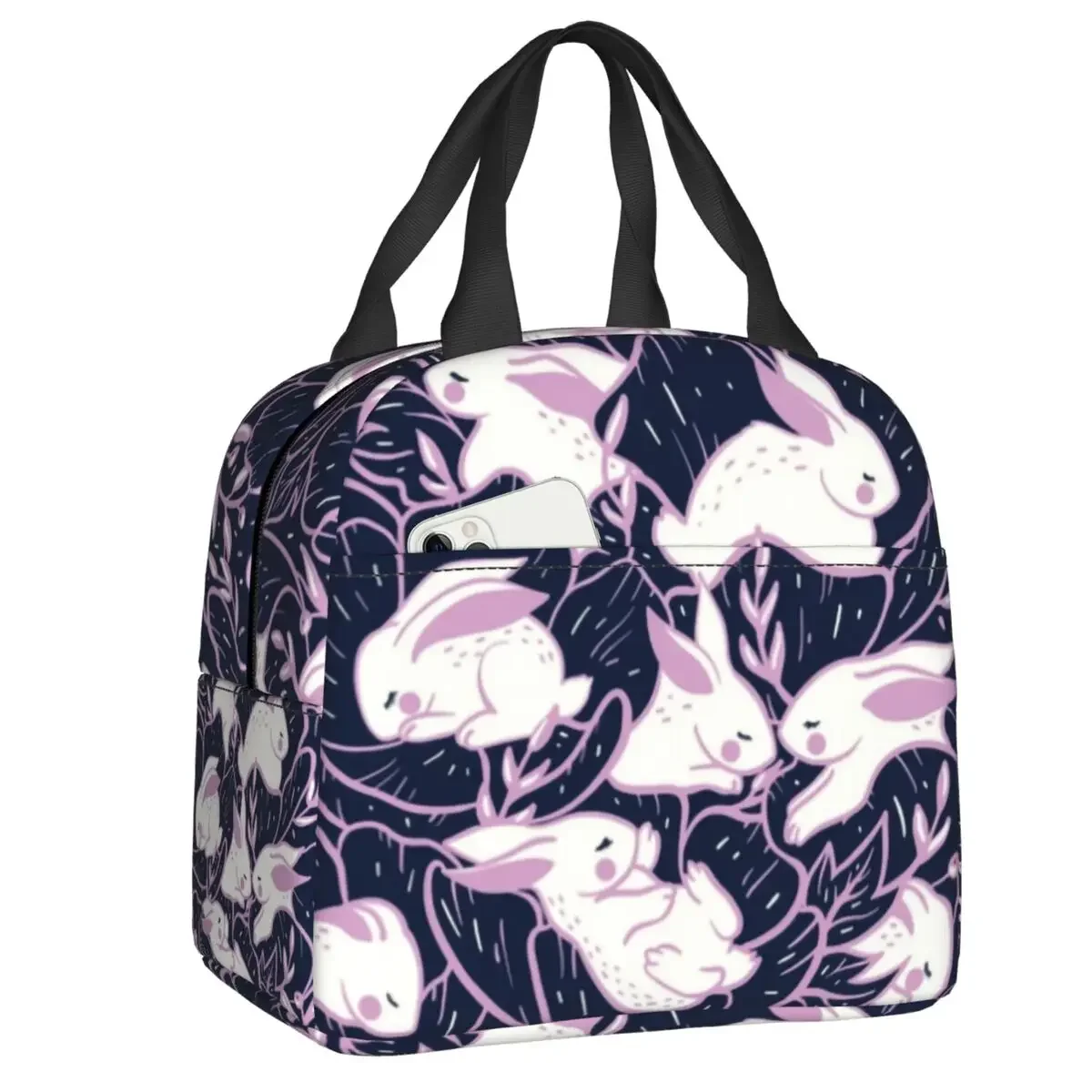 Where The Bunnies Sleep Thermal Insulated Lunch Bags Women Rabbits Resuable Lunch Tote for Kids School Children Storage Food Box