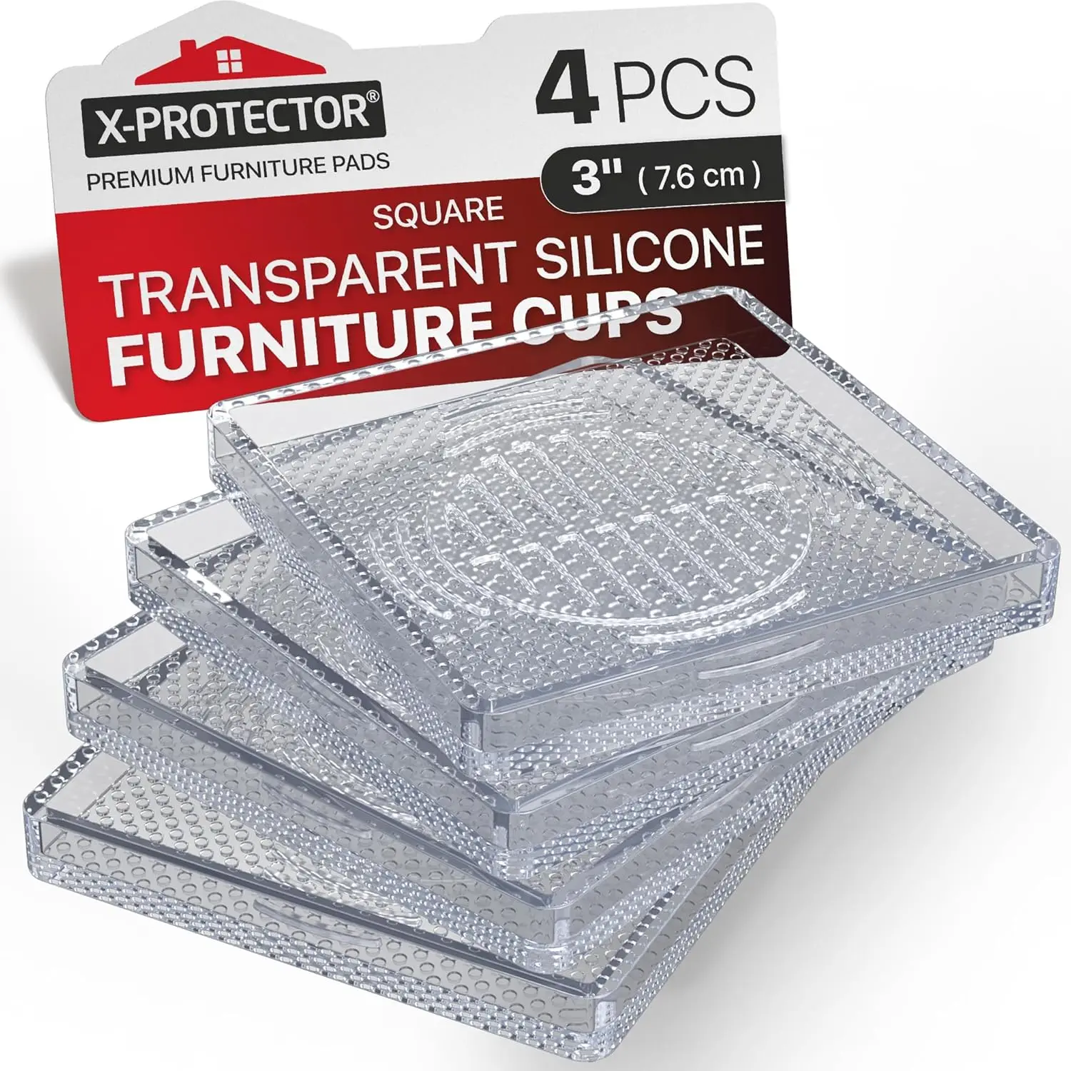 

Furniture Cups - 4 PCS 3 - Non Slip Furniture Pads for Hardwood Floors - Transparent Floor Protectors - Bed Stoppers