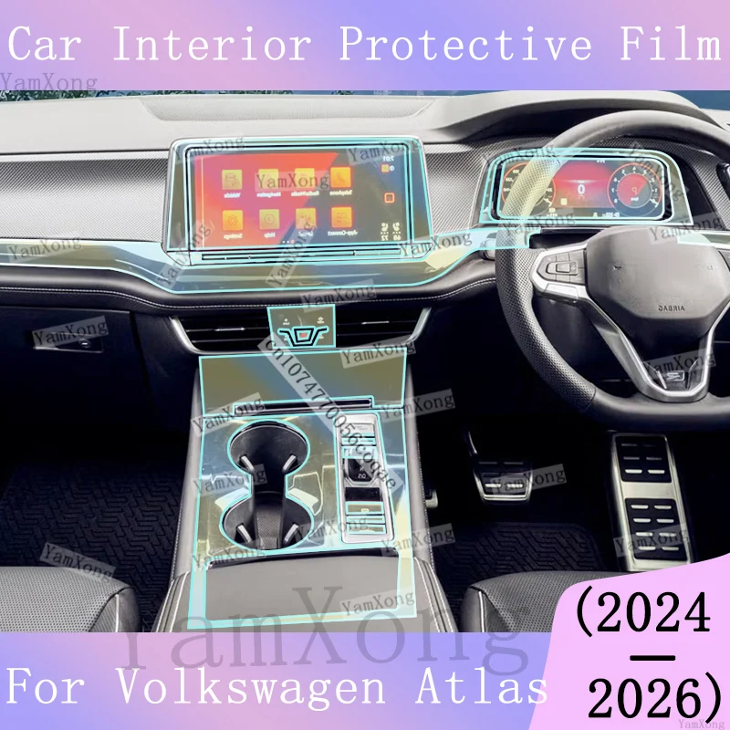 For Volkswagen ATLAS Car interior Kit scratch Center Panel Protection TPU Transparent Film Navigation Speedometer screen Sticker