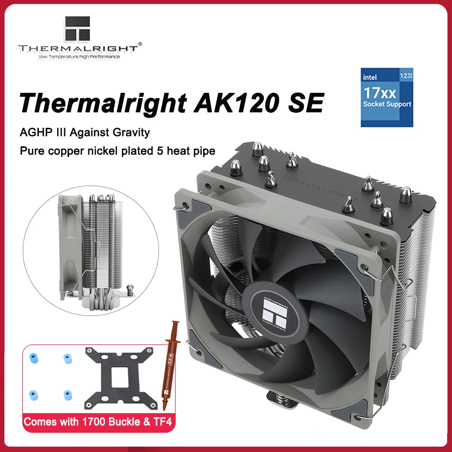 Thermalright AK120 SE White ARGB CPU Cooler 4pin PWM Pure Copper AGHP 5 Heat Pipe Air Radiator For LGA 115X 1200 1700 AM4 AM5