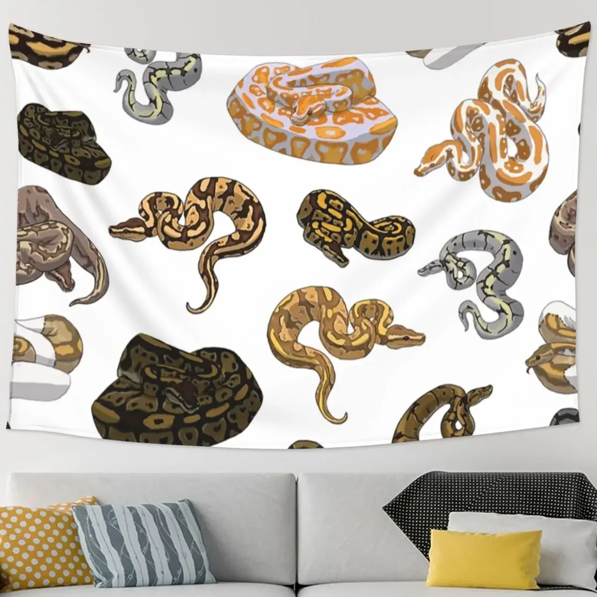 Ball Python Morph Snake Pattern Tapestry Hippie Wall Hanging Aesthetic Home Decor Tapestries for Living Room Bedroom Dorm Room