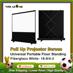 Portable Projector Screen Pull Up 60-120inch Projection with Stand 16:9 4:3 Screen 4K 8K for Home Cinema Outdoor Camping Office