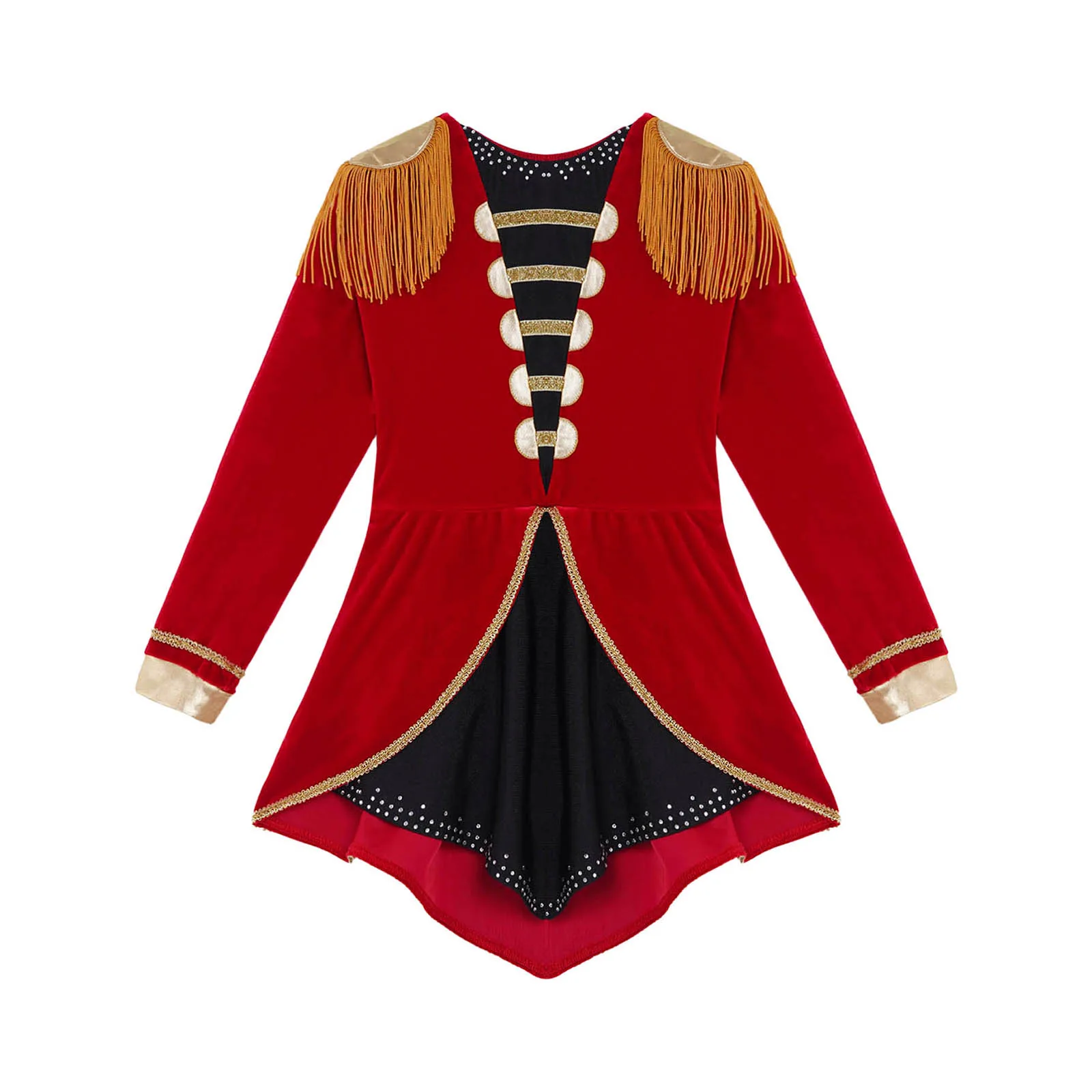 Circo Ringmaster Mágico Cosplay Traje para meninas, vestido de manga comprida com chapéu, varinha mágica, luvas para performance de Halloween