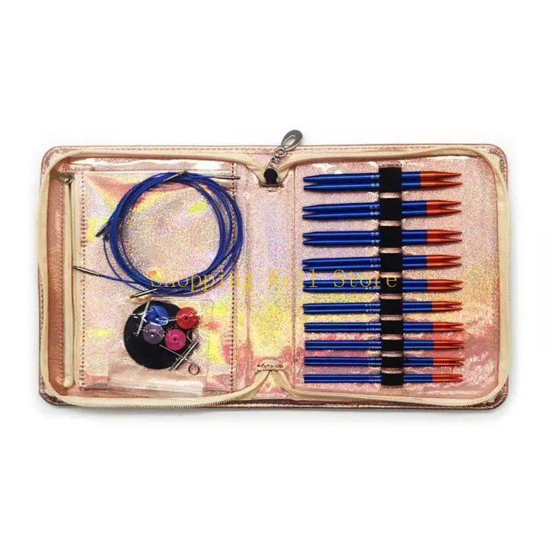 

KX4B Набор круговых спиц с футляром и аксессуарами Круглые спицы размером от 3,0 мм до 6,5 мм Принадлежности для вязания