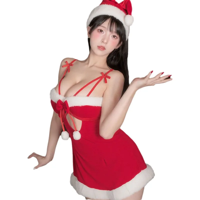 

Exotic Elf New Year's Eve Autumn/Winter Christmas Pure Desire Sexy Uniform Velvet Nightdress Role Play Indoor Sexy Style VC4B