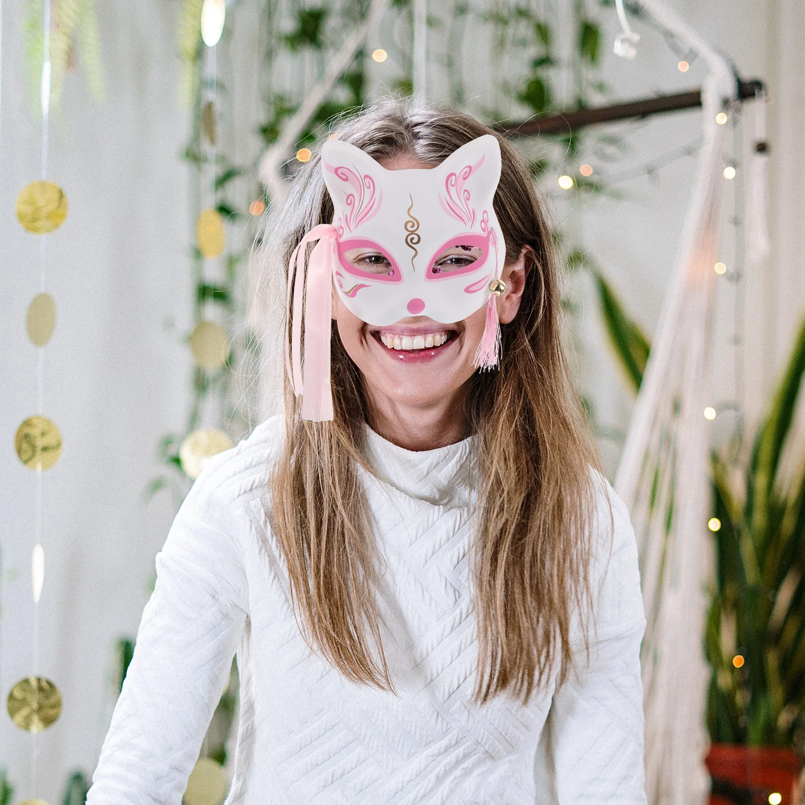 

Japanese Face Handcrafted Costume For Halloween Cosplay Masquerade Carnival Venetian Half Furry Tail Raccoon Wolf