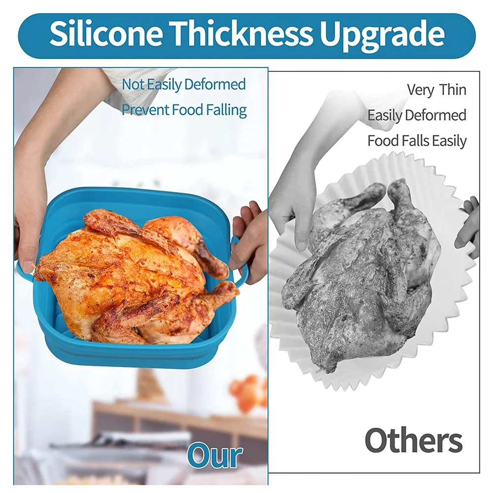 Fodere per friggitrice ad aria in silicone, cestello per friggitrice ad aria riutilizzabile, inserti per friggitrice ad aria, accessori per pentole in silicone per friggitrici ad aria