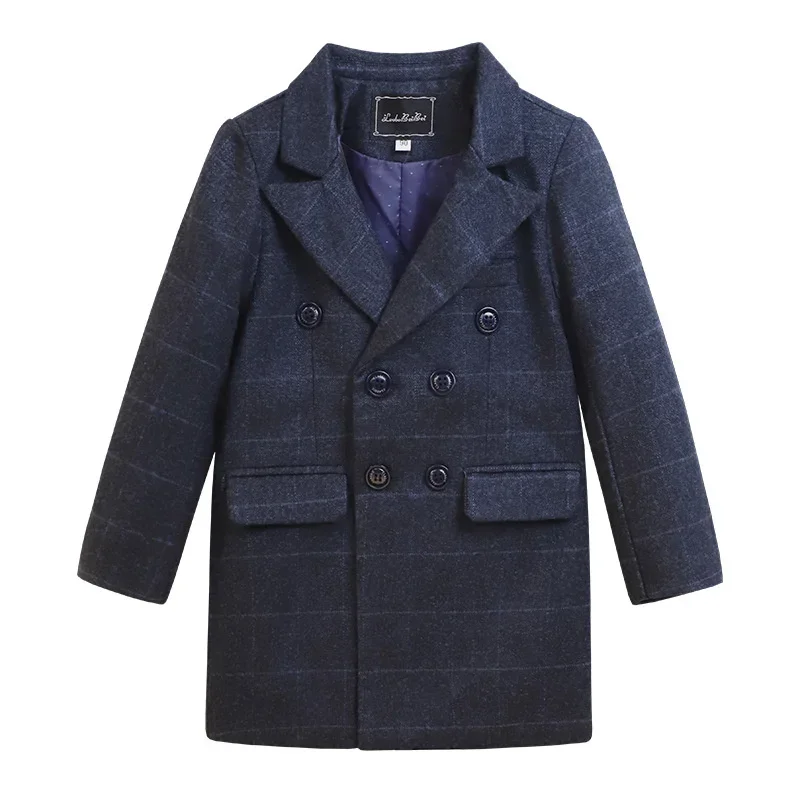 Boys Girls Winter Thick Warm Wool Coat Children Windproof Outdoor Long Jacket Kids Formal Birthday Party Photography Woolen Coat