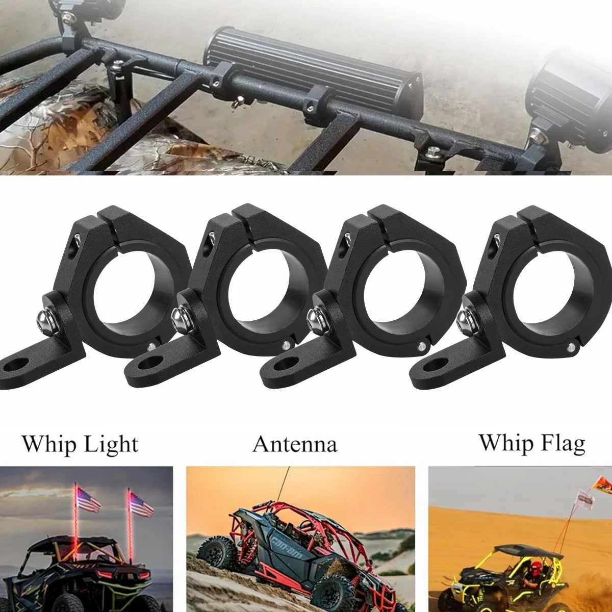

Light Bar Mount for ATV- for Fog LED and Driving Lights. Fits 0.75"-1.5" Bars, ATV Motorcycle Light Bar Mount Bracket Tube Clamp