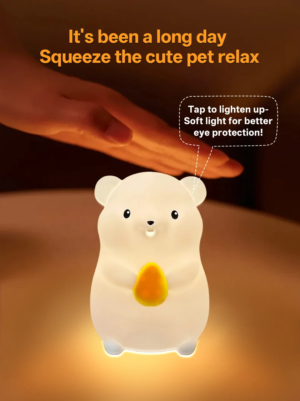 KFV Cute Pear Night Light 7-Color Dimmable Touch-Controlled Night Light Silicone Stress Reducing Pat Duck Lamp USB Rechargeable