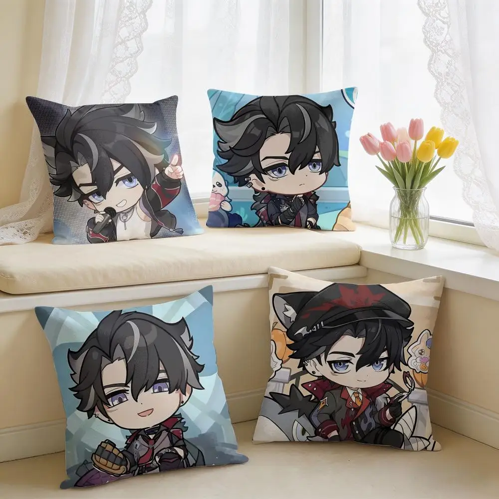 Wriothesley Cute Genshin Impact Cushion Cover Square Short Plush Pillow Case Living Room Sofa Home Decor Funda 40X40