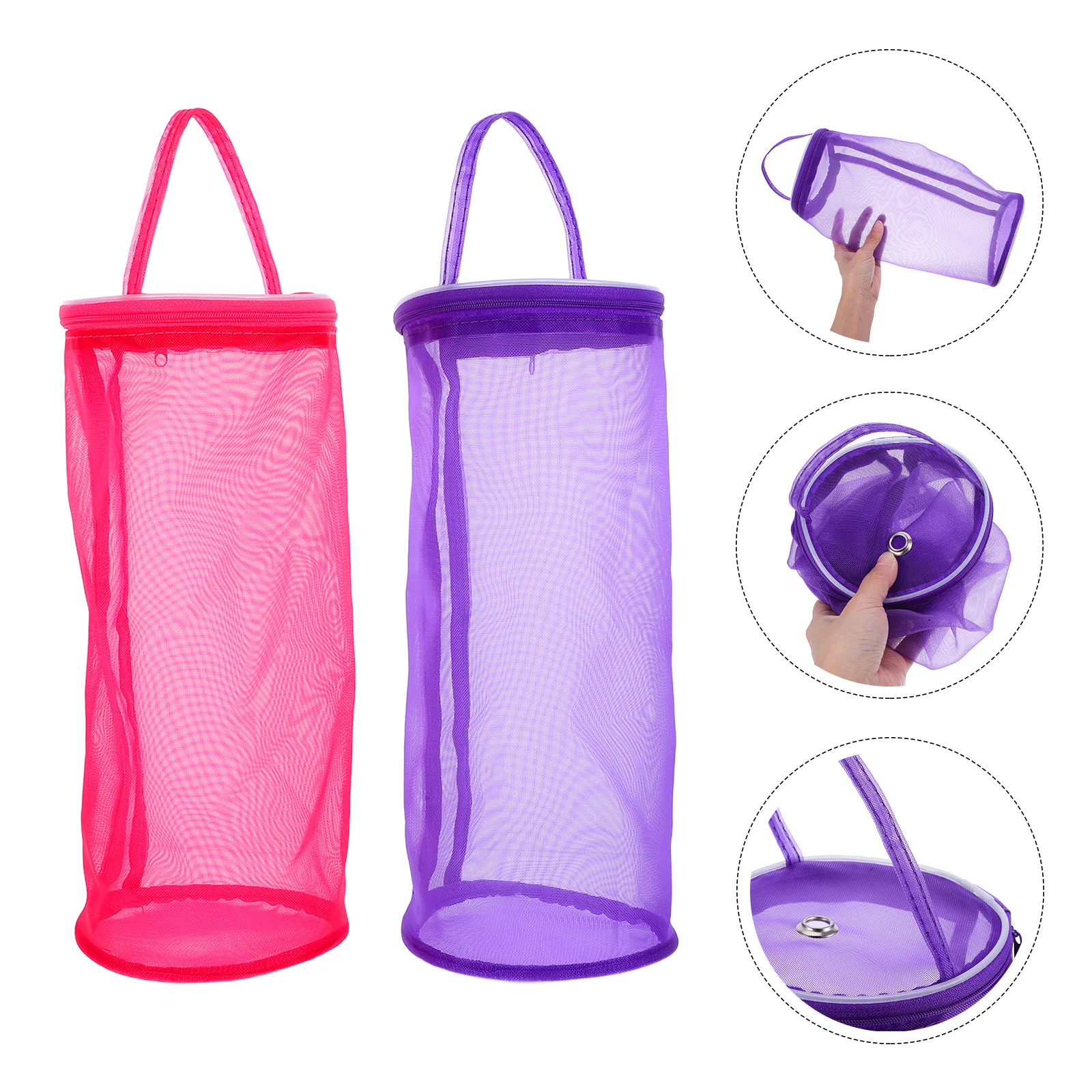 

2Pcs Mesh Yarn Bag Round Crochet Knitted Yarn Storage Organizer Portable Tangle-Free Thread Carrier Fabric Crochet Bags