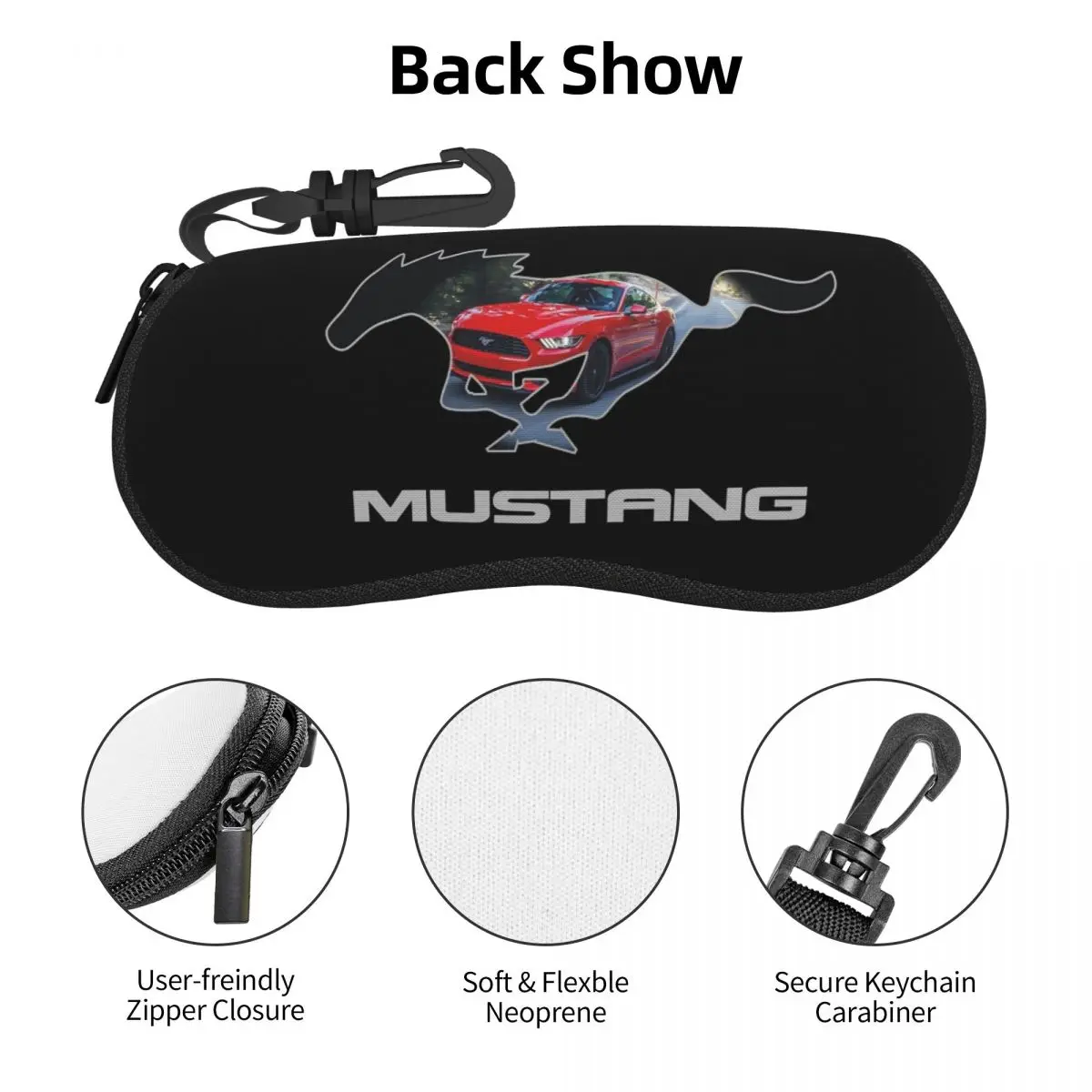 Ford Mustang Logo Design Shell Glasses Case Protective Sunglasses Box Women Men Soft Eyeglasses Bag Pouch