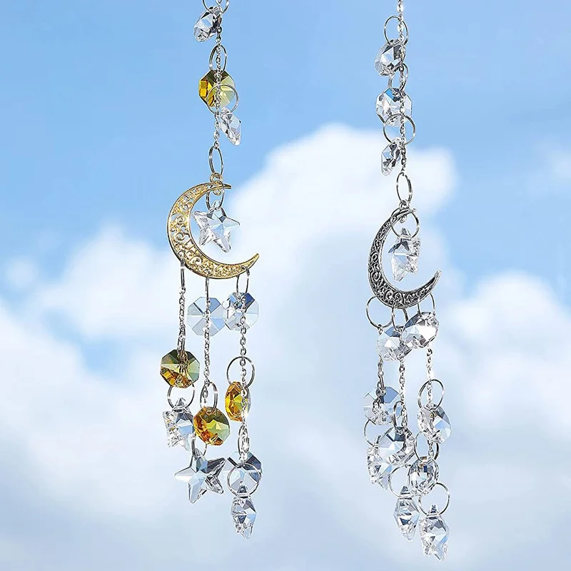 Atrapasueños de arcoíris con luz de cristal, campanas de viento, prisma, atrapasoles para coche, ventana, decoración de jardín al aire libre