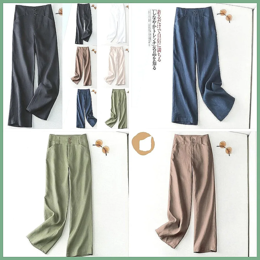

Women's High Waist Wide Leg Pants, Solid Color Trousers, Elastic Waist, Slimming & Casual Daily Wear