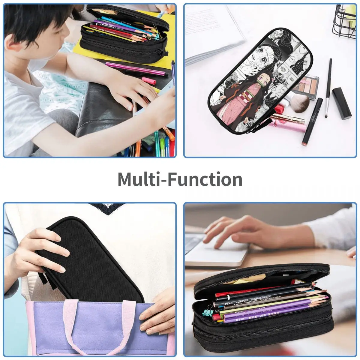 Imagem -06 - Demon Slayer Kamado Tanjirou Anime Pencil Cases Grande Capacidade Pen Bags Pen Box Lápis Pouch para Menino e Menina Papelaria Escola e Escritório