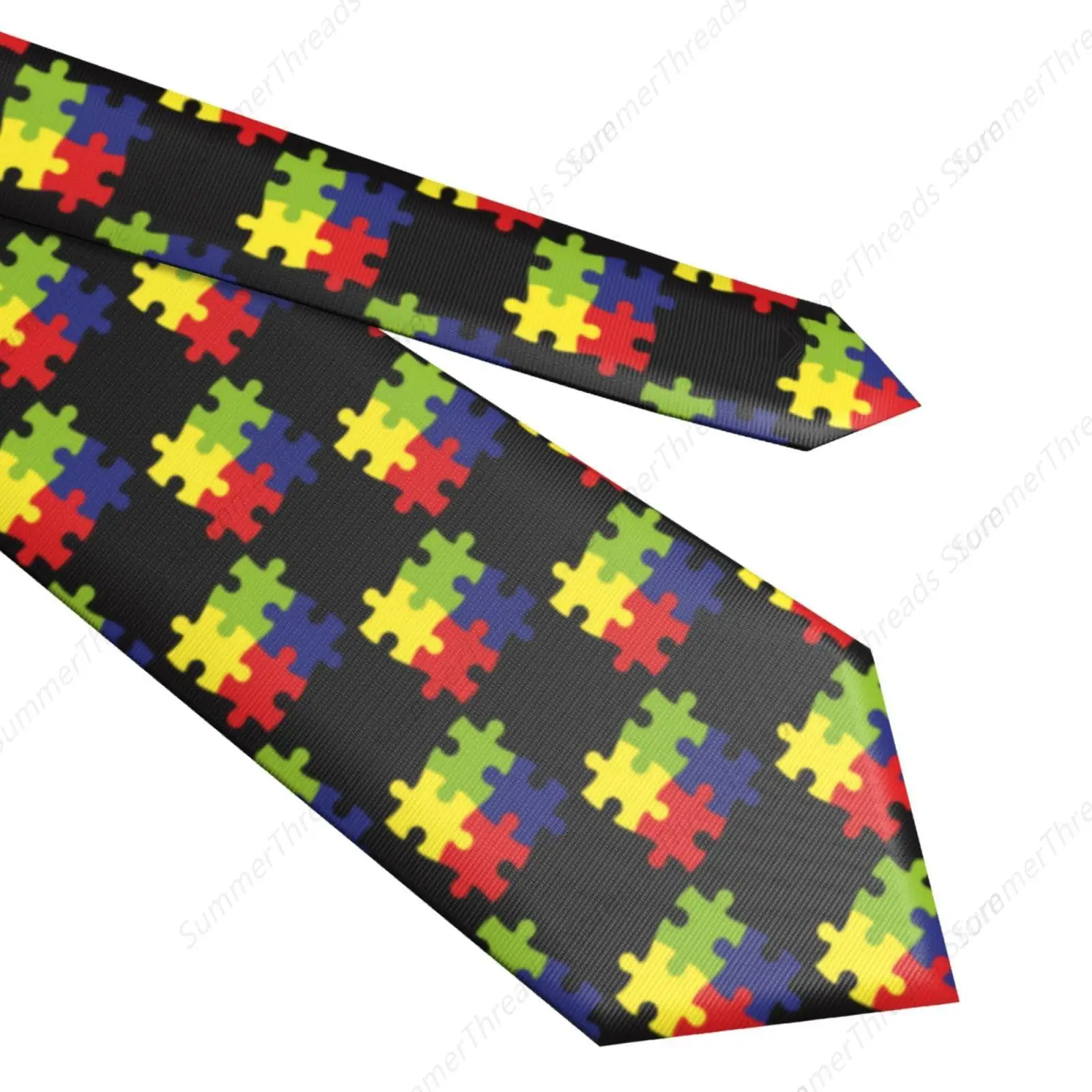 Autism Awareness Month Puzzle Puzzles Men'S Novelty Tie Necktie Neckties For Mens Wedding Party Work Casual Holiday Party Gifts