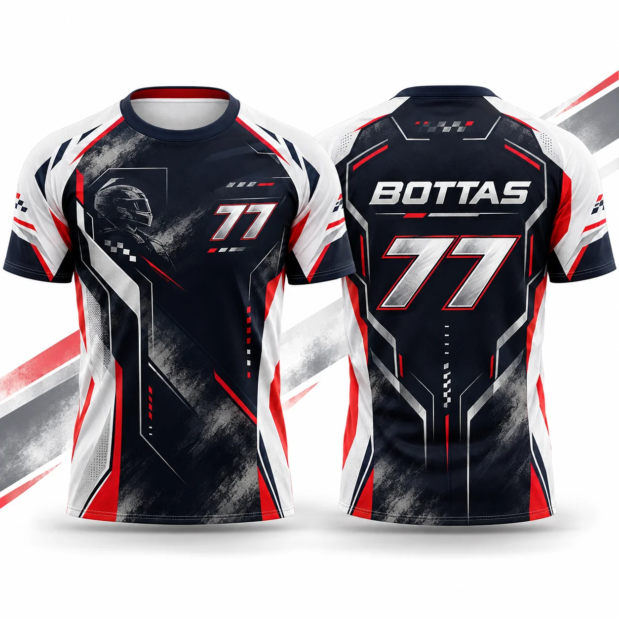 Bottas 77 Men's Graphic Racing Tshirt Summer Casual Street Style Unisex Short Sleeve Top Motorsport Inspired Wear Daily Outfit
