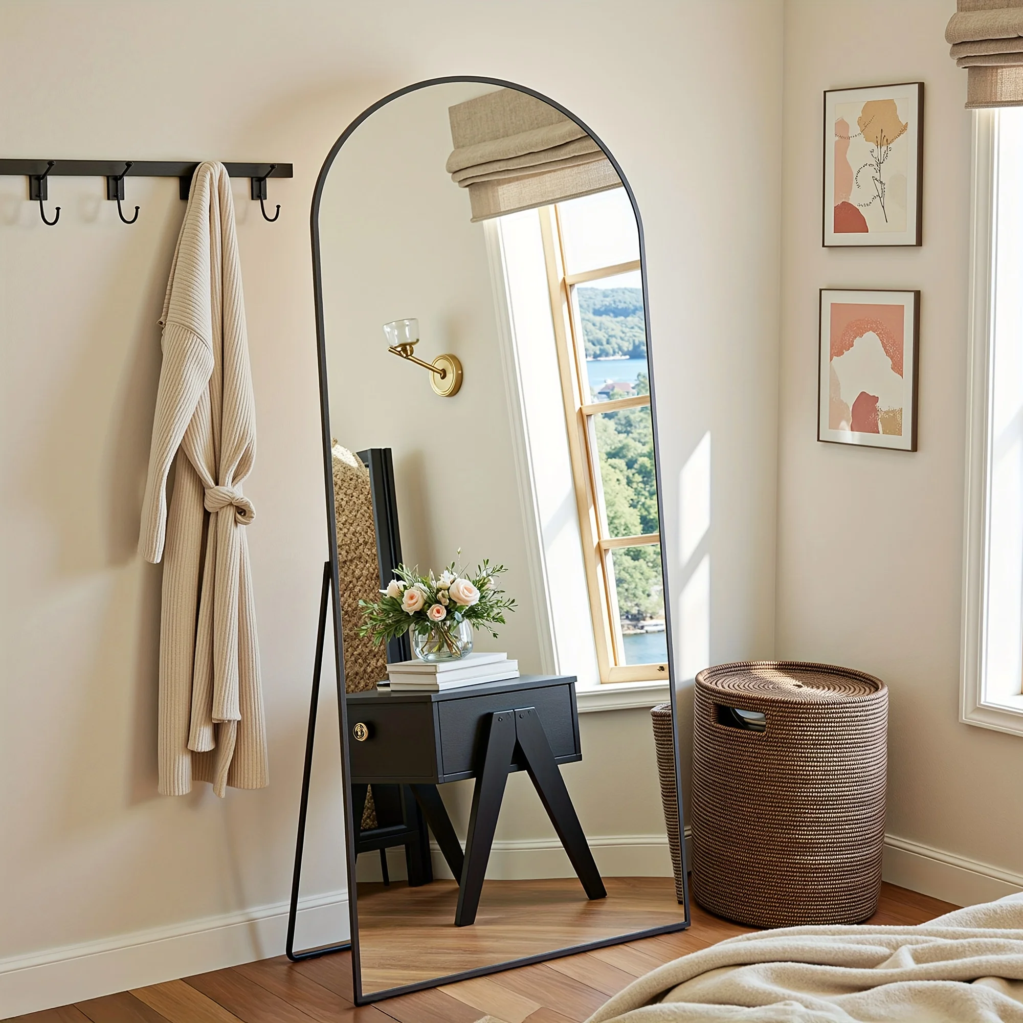 

Ladynow Arched Floor Mirror, 58 Inches by 18 Inches Full Length Mirror, Freestanding Full Body Mirror with Stand for Bedroom Or