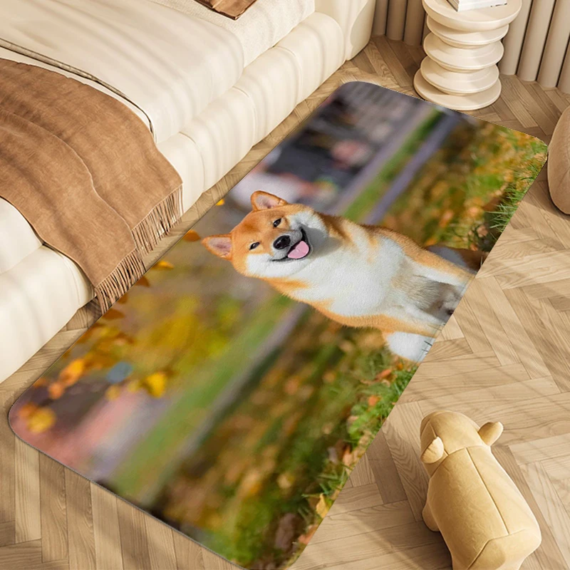 

Shiba Inu Dog Rug for Bedroom Floor Mats Front Door Bathroom Living Room Floor Carpets Anti Slip Soft Outdoor Entrance Doormat