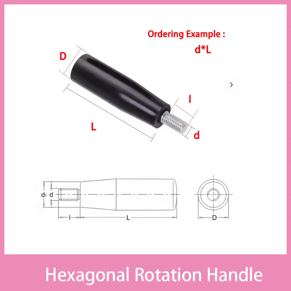 1Pcs Screw M5-M12 Hexagonal Rotating Mechanical Handle External Thread Handwheel Handle Length 25mm-100mm
