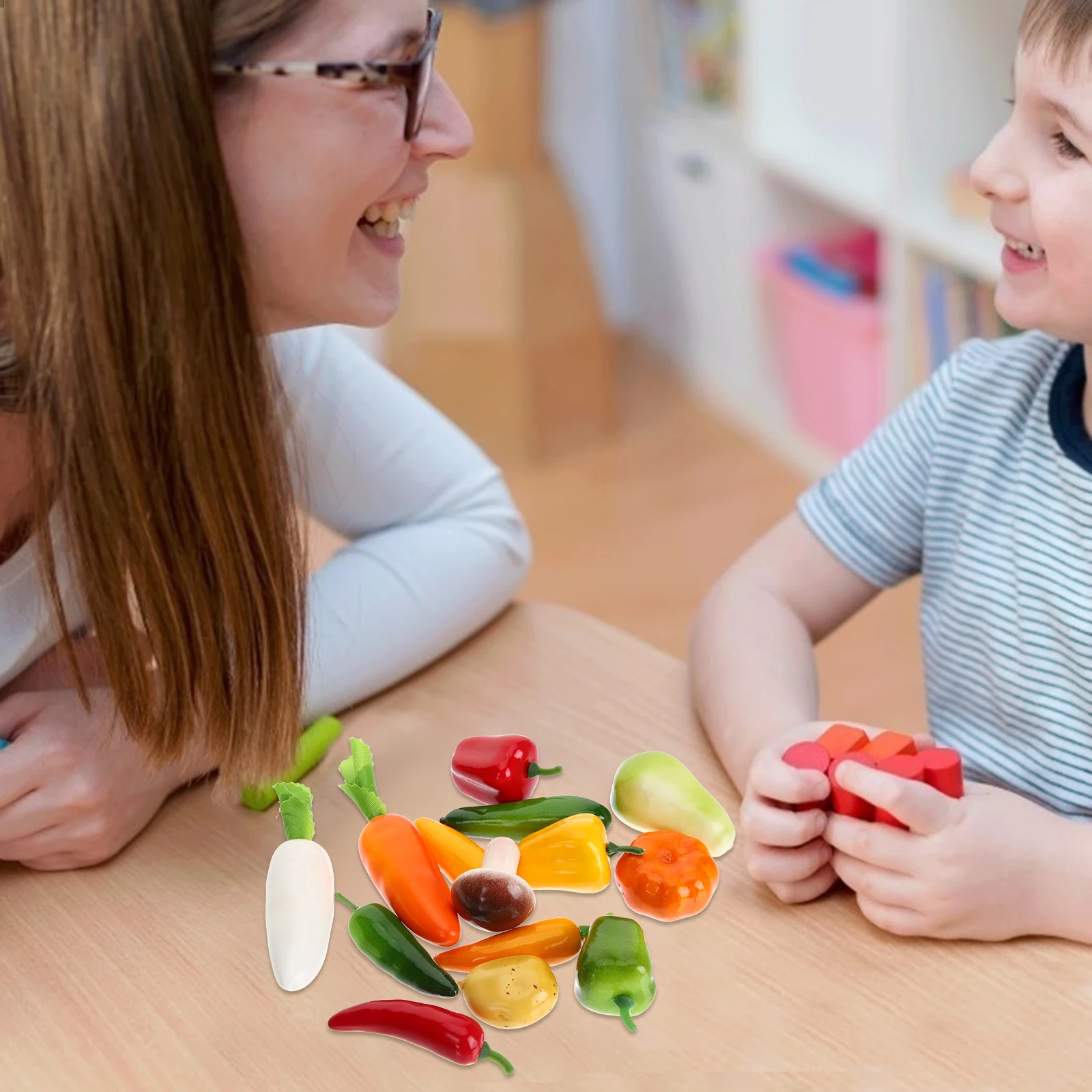 

17pcs Simulated Vegetables Realistic Foams For Kids Early Learning Preschool Cognitive Development Montessori Educational Fake