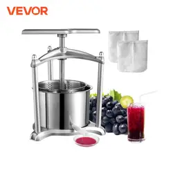 VEVOR-prensa Manual de acero inoxidable para fruta y vino, máquina para hacer zumo de verduras naturales para el hogar, cocina, 1,6 Gal/6L