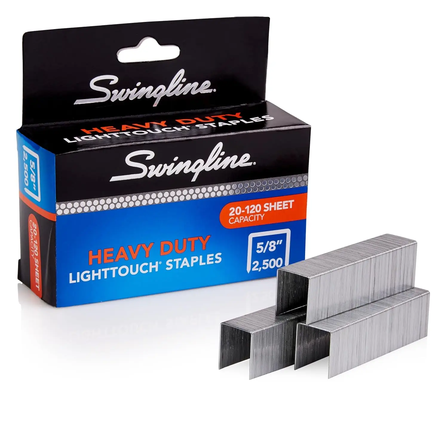 

Heavy Duty Staples, 5/8" Length, 120 Sheet Capacity, 2500 Pack, Chisel Point