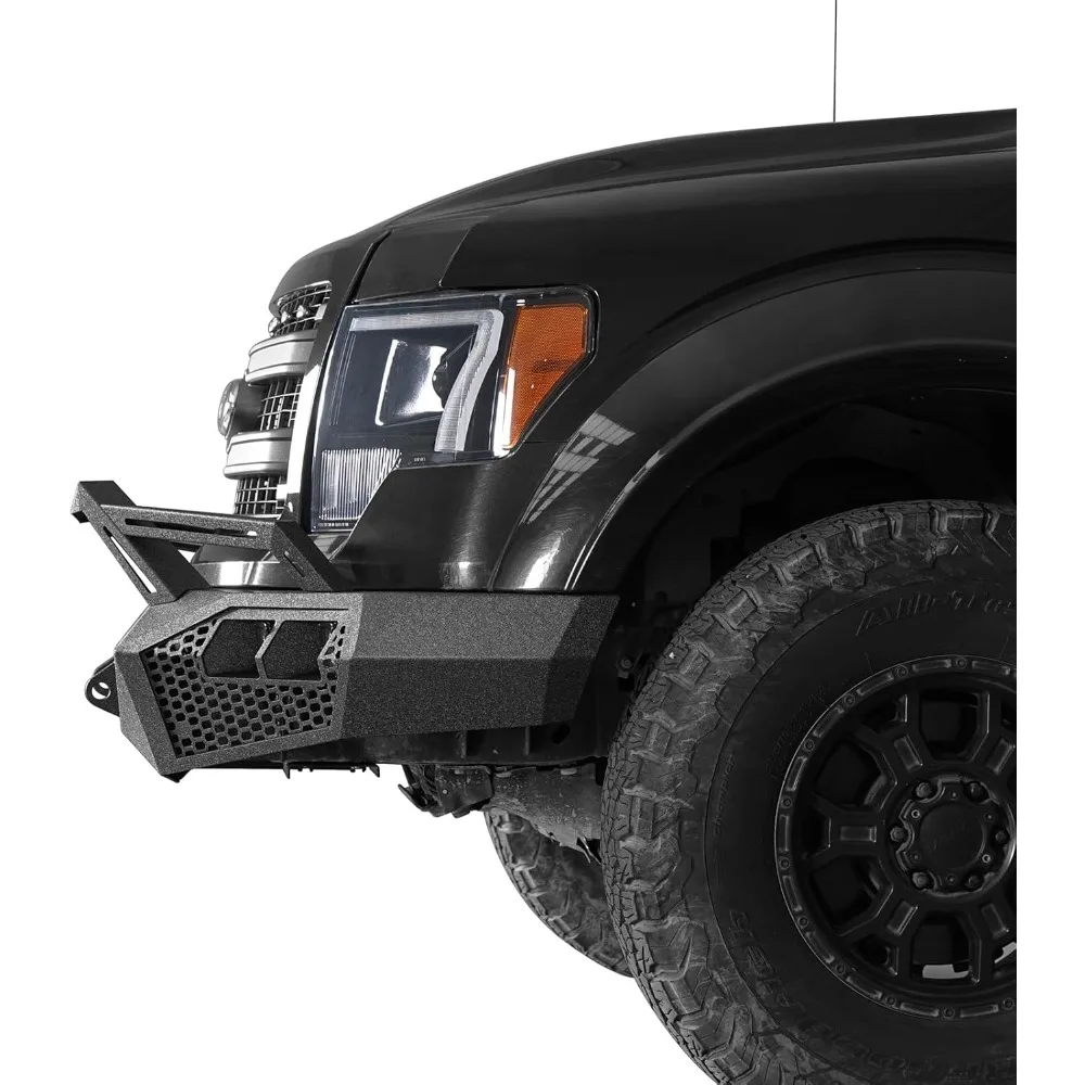 المصد الأمامي Earthshaker F150 مع شريط الثور ولوحة الونش لسيارة Ford F-150 2009 2010 2011 2012 2013 2014 (استبعاد رابتور)، عرض كامل
