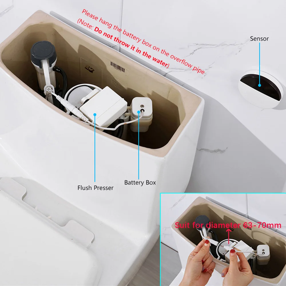 Toilet Automatic Flushing Sensor Infrared Smart Wireless Flush Valve Household Defecation Sensor Flusher Bathroom Accessories