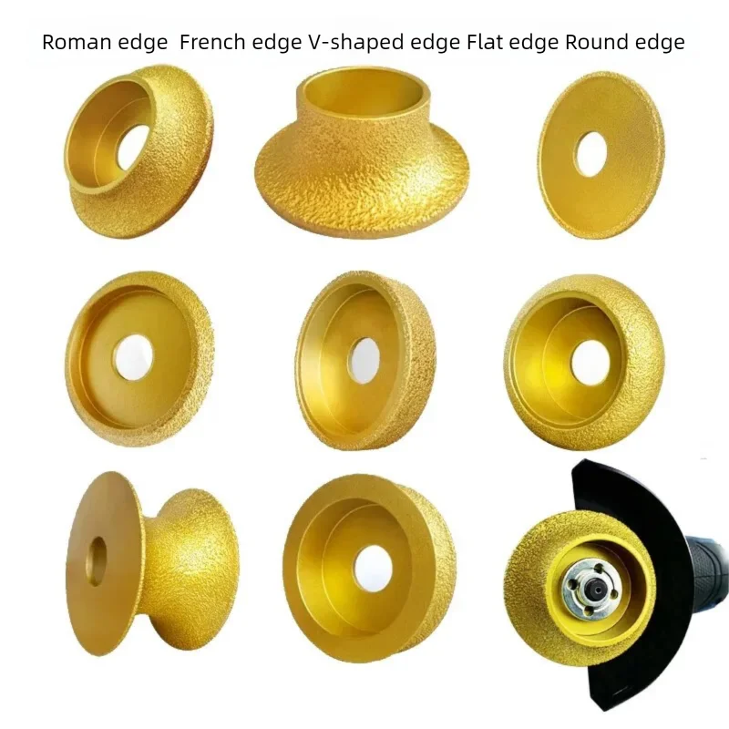 

V-Shape Stone Edging Wheel Vacuum Brazed Diamond Grinding Disc Bore for Angle Grinder Marble Granite Tile