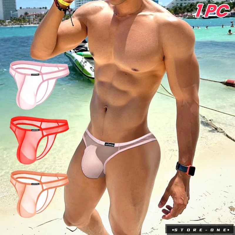 

ADANNU Mens Sexy Thongs Transparent Low Waist Men Fashion Underwear Jockstrap Sissy Breathable T-Back Sports G Strings Male 1PC