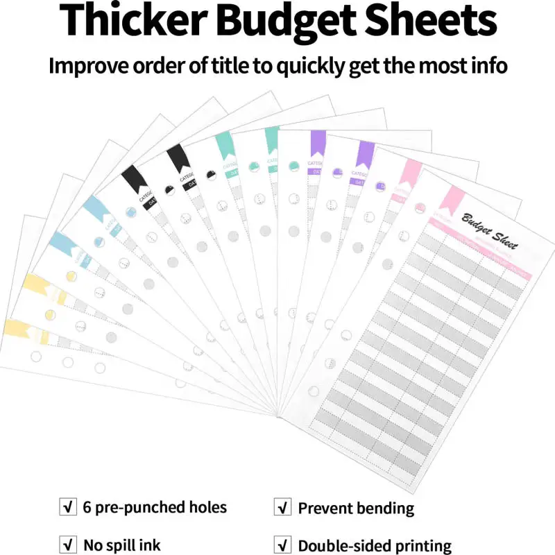 A6 PU-Leder Budget Binder Notebook Geldumschläge System Set mit Binder Taschen für Geld Budget Sparen Bill Organizer – Detail 12