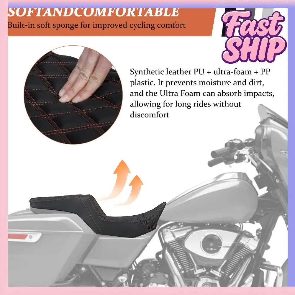 

Motorcycles Rider Passenger Seat Stepped Type with Diamond Pattern Stitching for Harley CVO Road Glide Street Glide Ultra FLHXU
