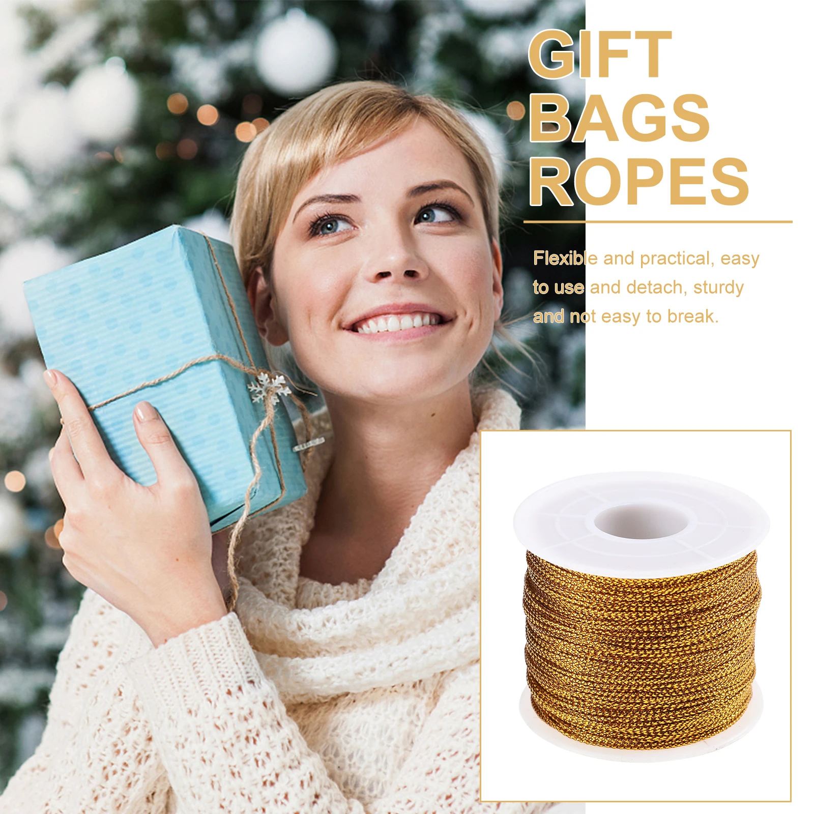 

Gold Thread Gift Rope Decoration Cable Decorating Colored for Crafts Golden