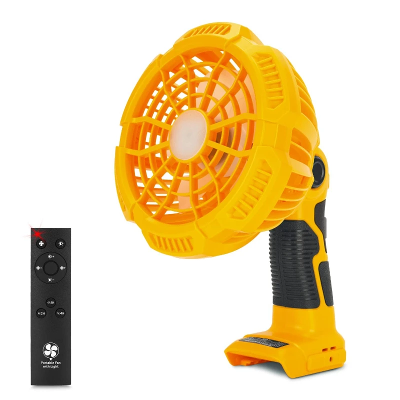 Portable Camping Cordless Fan with Remote Control Compatible with For Dewalt 20V Battery for Power Outage Emergency Garage Use