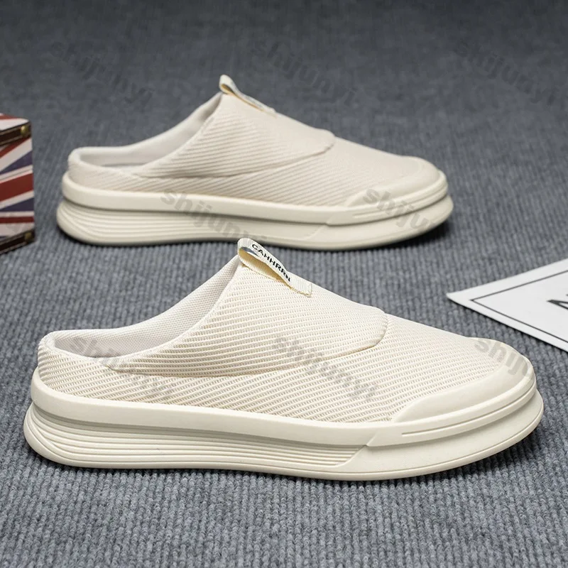 

Мужские полутапочки, новинка лета 2024, сетчатые дышащие модные сандалии без шнуровки Baotou, легкие удобные уличные повседневные туфли на плоской подошве