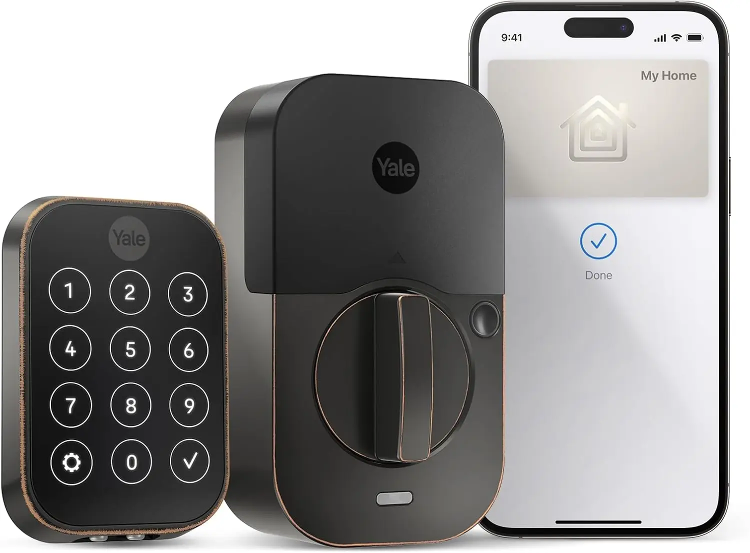 Lock 2 Plus Apple Home Keys (Tap to Open), Oil Rubbed Bronze Wi-Fi Connected Keyless Smart Locks with Code Entry for