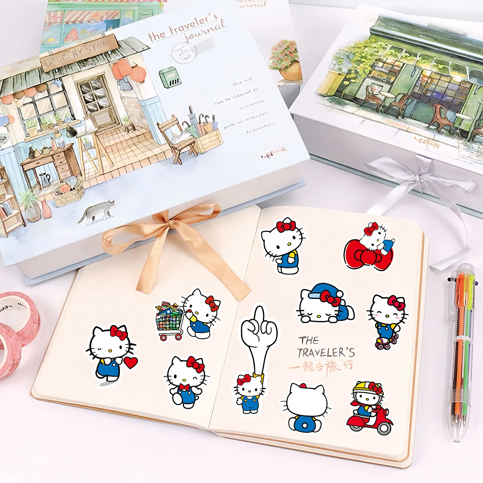 100 Stück Niedliche Hello Kitty Cartoon Sanrio Aufkleber für Scrapbook Handyhülle Laptop Gitarre Notizbuch Kawaii Anime Sticker Spielzeug – Detail 6