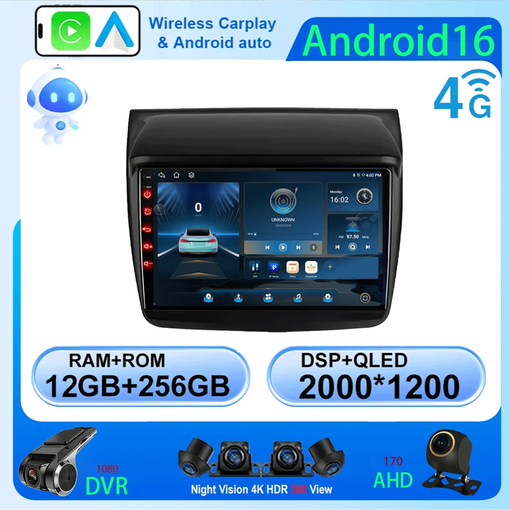 

Автомагнитола Android 16 для Mitsubishi Pajero Sport 2 2008-2016, L200 Triton 2006-2014, мультимедийный видеоплеер, стерео, Bluetooth
