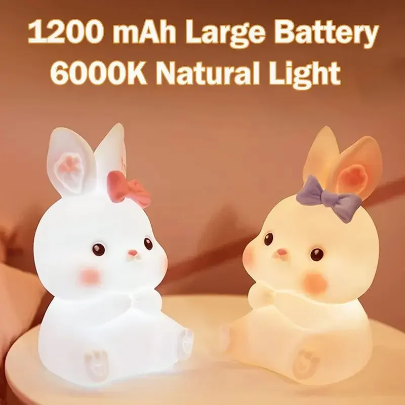 

Cute Rabbit Silicone Pat Light USB Port Creative Remote Control Bedside Night Light Gifts and Toys happy birthday luces led