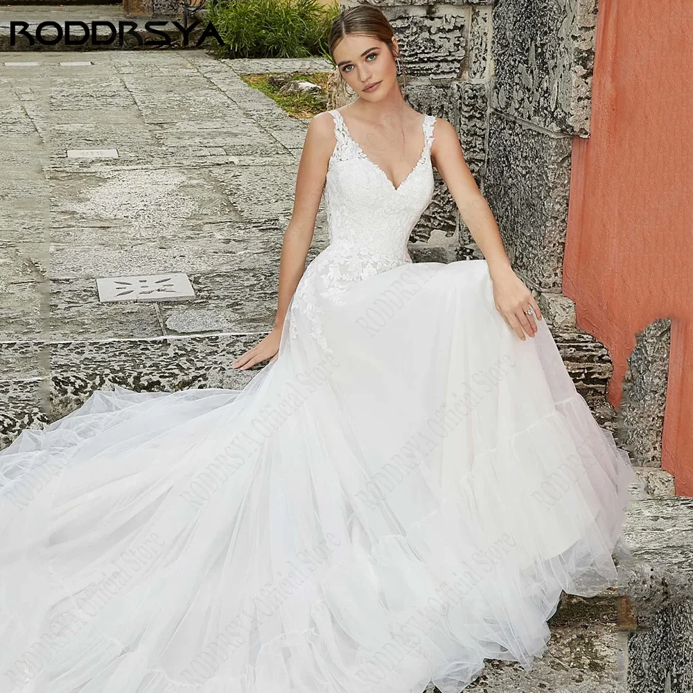 Roddrsya princesse dentelle robe de mariéRODDRSYA-Robe de mariée princesse en dentelle, 2024 poignées, manches amovibles, dos nu, pour les patients, quel que soit le produit personnalisé, tulle trapèze, tenue éducative