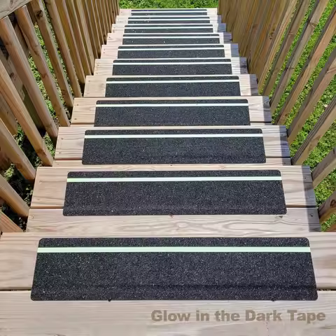 6Non-Slip Night Glow Striped Grip Tape，High Friction Deck Waterproof Anti-Slip Tape for Outdoor Basement Stair Step，the Size Is1