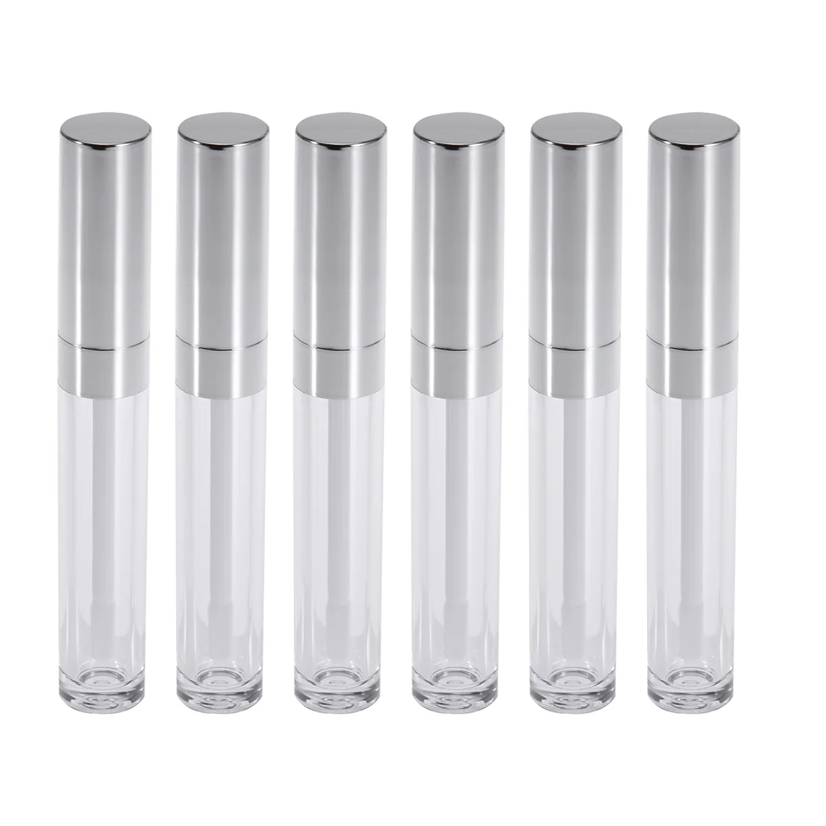 6 stuks 6 ml lege glansflessen met toverstokjes zilver draagbare reisbuizen voor lippenbalsem toner vloeibare lipglossbuizen met
