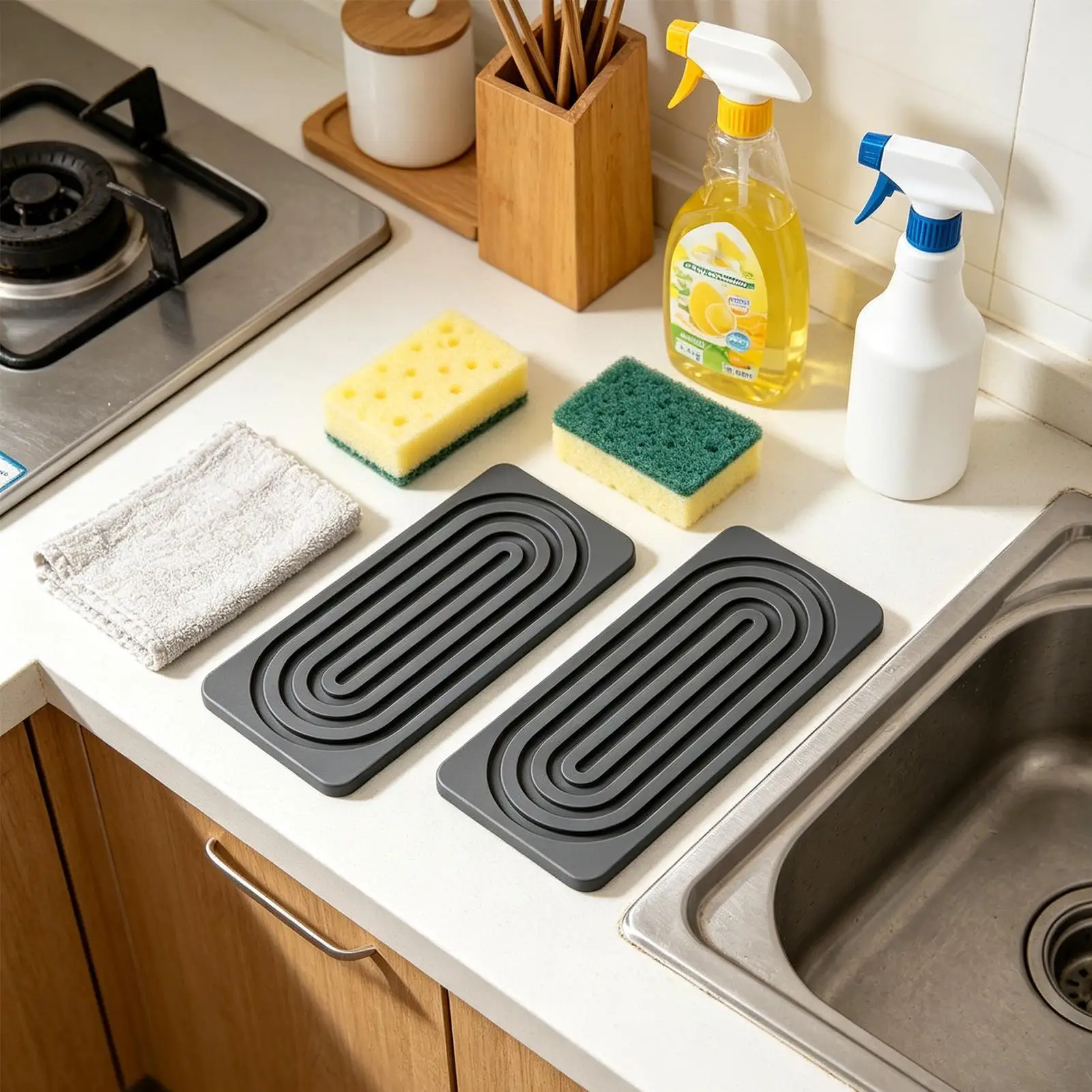 Dish Drying Mat Water Absorbing Non-Slip Diatomite Coaster Kitchen Drying Mat for Kitchen Bathroom Coffee Bar Counter Home Dorm
