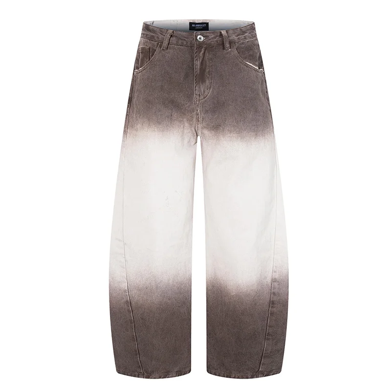 

Винтажные джинсы с градиентным принтом тай-дай, свободные прямые повседневные джинсовые брюки для мужчин Hi Street