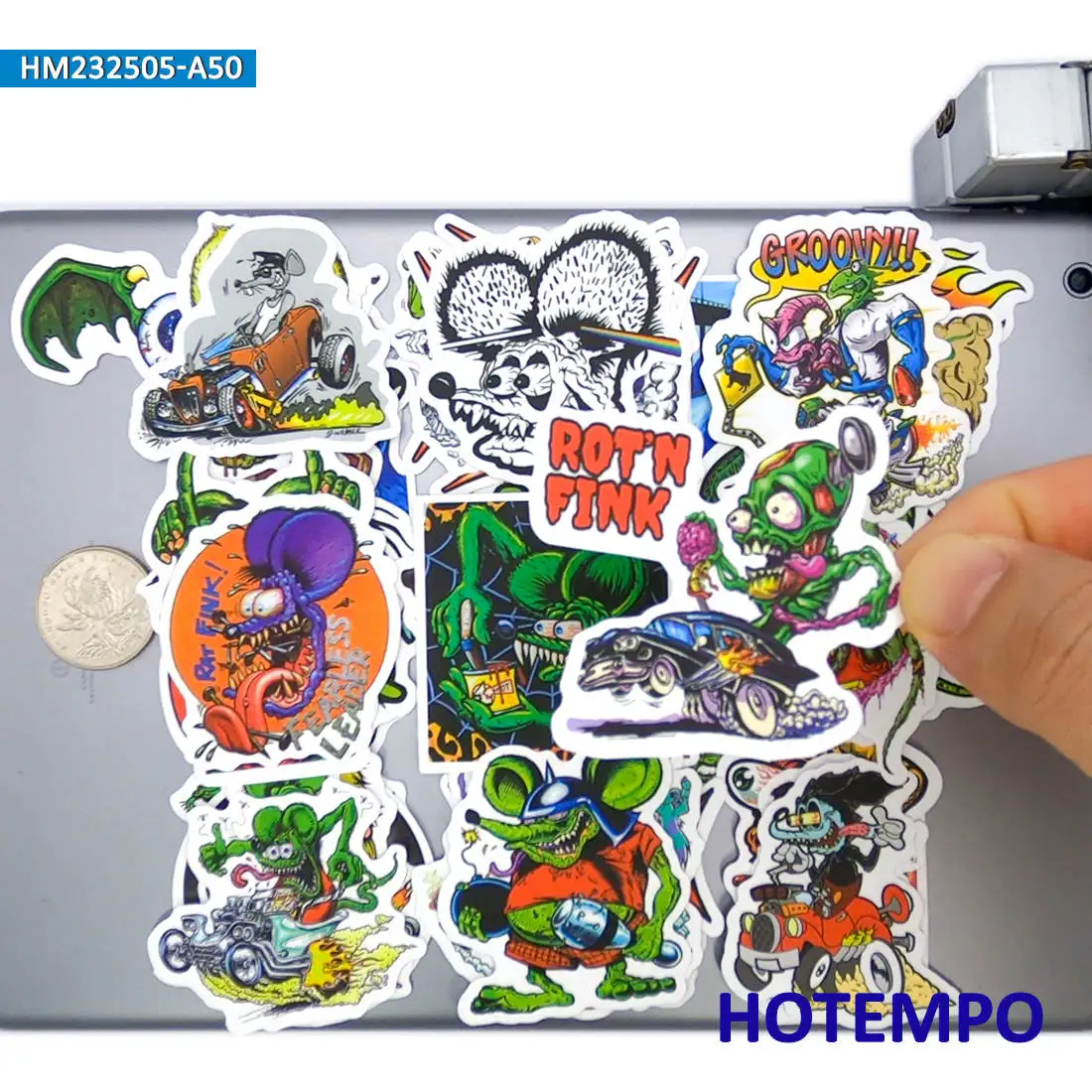 20/30/50Pieces Gothic Style Funny Green Mouse Fink Rat Stickers for Skateboard Motorcycle Car Bike Luggage Phone Laptop Sticker