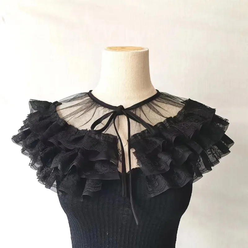 2026 New Victorian Lace Ruffled Jabot Fake Collar, Gothic Punk Vintage Costume Accessories for Women Cosplay Party Dress‑up