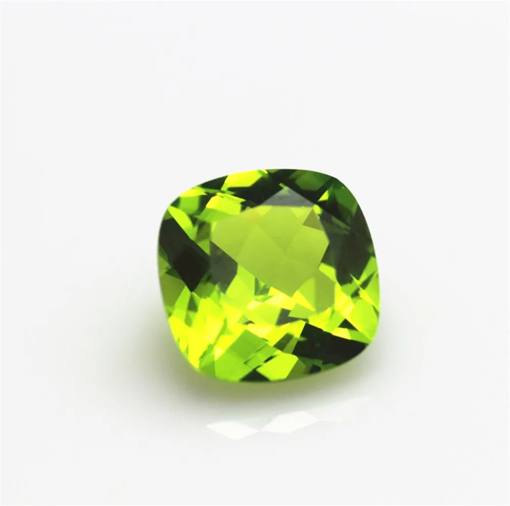 High Quality Peridot Square Faceted Gemstone Cushion Cut Peridot Gem 10x10mm PD018